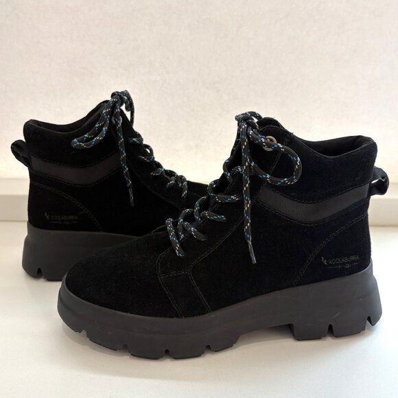 Koolaburra by UGG Jozie Combat Boots Suede Faux Fur Lace Up Booties Black Size 7 - Picture 2 of 7